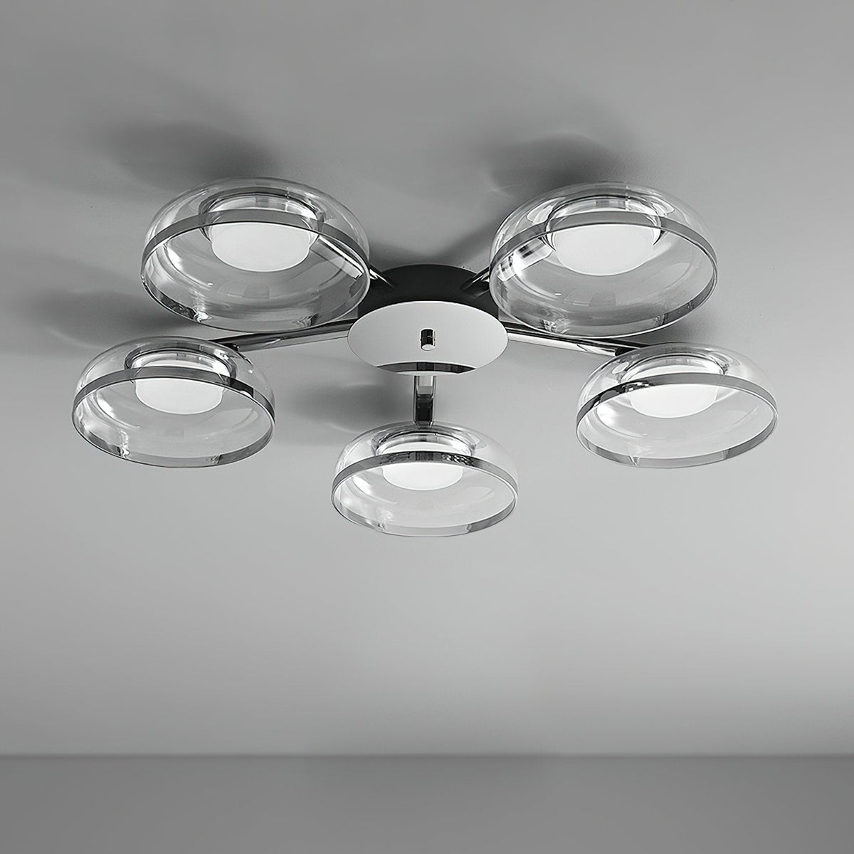 Modern Glass Round Bowl Ceiling Light Luxury Flush Mount for Living Room Bedroom