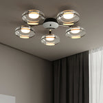 Modern Glass Round Bowl Ceiling Light Luxury Flush Mount for Living Room Bedroom