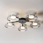 Modern Glass Round Bowl Ceiling Light Luxury Flush Mount for Living Room Bedroom