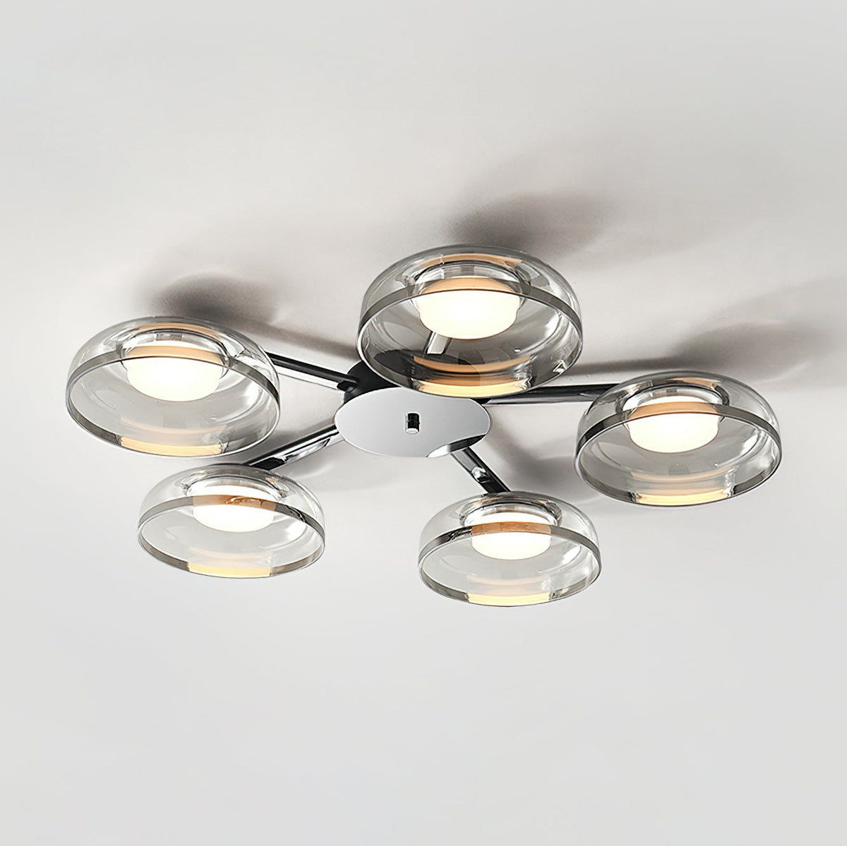 Modern Glass Round Bowl Ceiling Light Luxury Flush Mount for Living Room Bedroom
