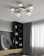 Modern Glass Round Bowl Ceiling Light Luxury Flush Mount for Living Room Bedroom