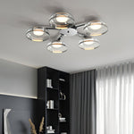 Modern Glass Round Bowl Ceiling Light Luxury Flush Mount for Living Room Bedroom