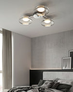 Modern Glass Round Bowl Ceiling Light Luxury Flush Mount for Living Room Bedroom