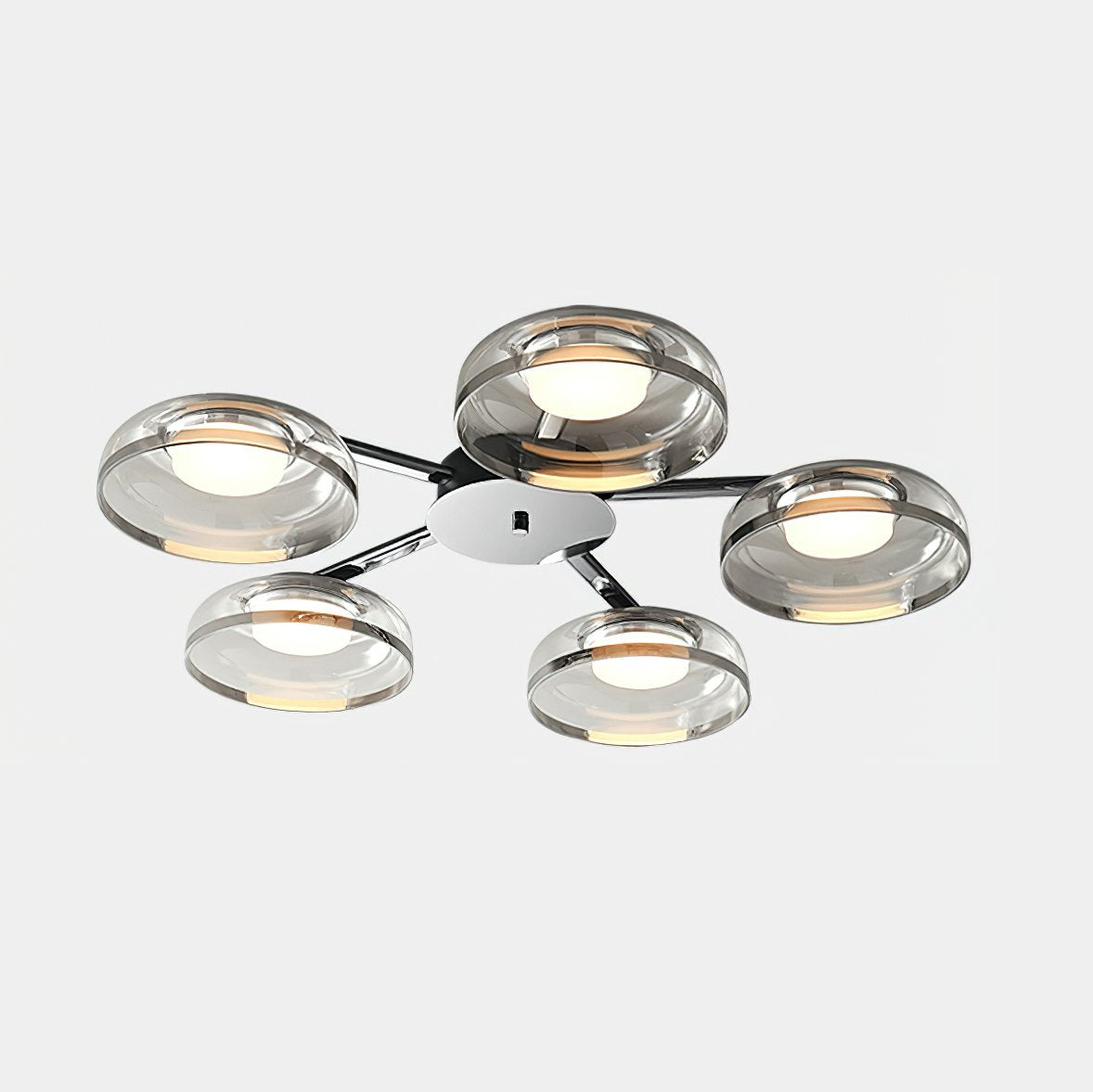 Modern Glass Round Bowl Ceiling Light Luxury Flush Mount for Living Room Bedroom