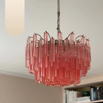 Gorgeous Murano Quadriedri Prisms Pink Chandelier