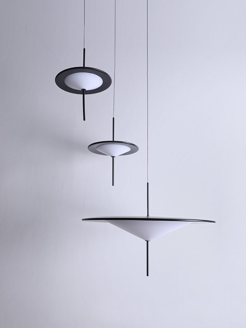 Modern LED Pendant Light Black White Minimalist Ceiling Lamp for Dining Room