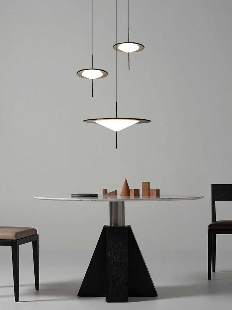 Modern LED Pendant Light Black White Minimalist Ceiling Lamp for Dining Room