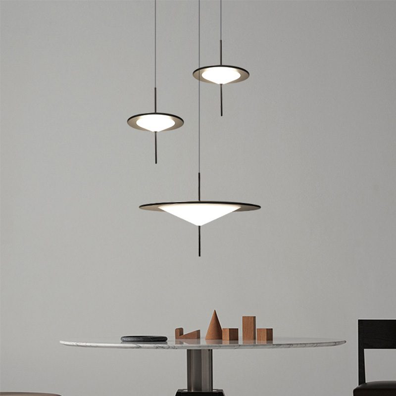 Modern LED Pendant Light Black White Minimalist Ceiling Lamp for Dining Room