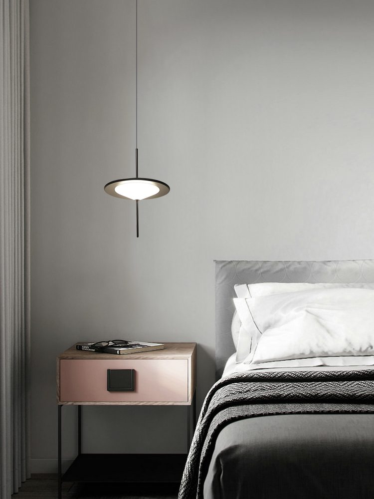 Modern LED Pendant Light Black White Minimalist Ceiling Lamp for Dining Room