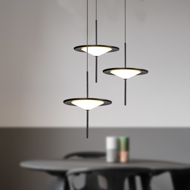 Modern LED Pendant Light Black White Minimalist Ceiling Lamp for Dining Room
