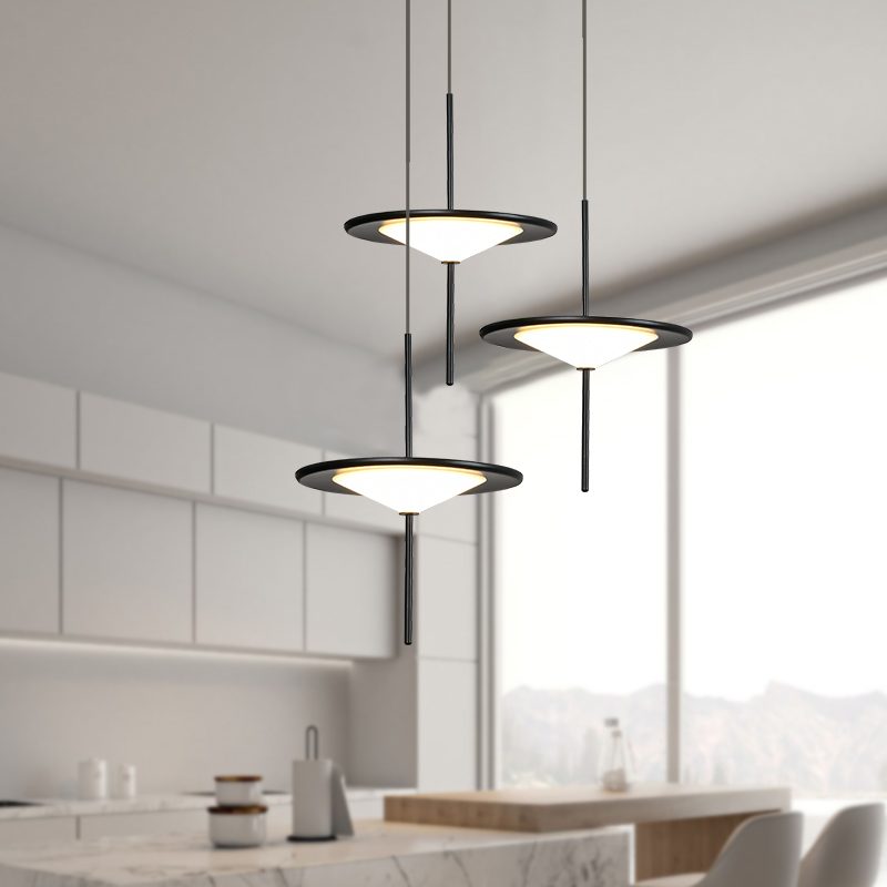 Modern LED Pendant Light Black White Minimalist Ceiling Lamp for Dining Room