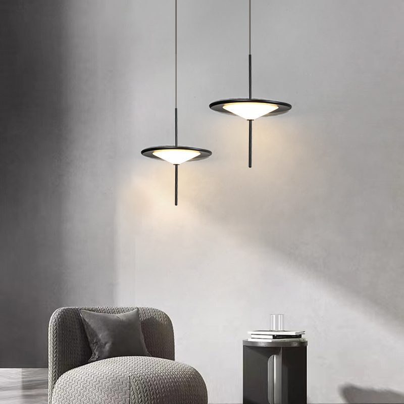Modern LED Pendant Light Black White Minimalist Ceiling Lamp for Dining Room