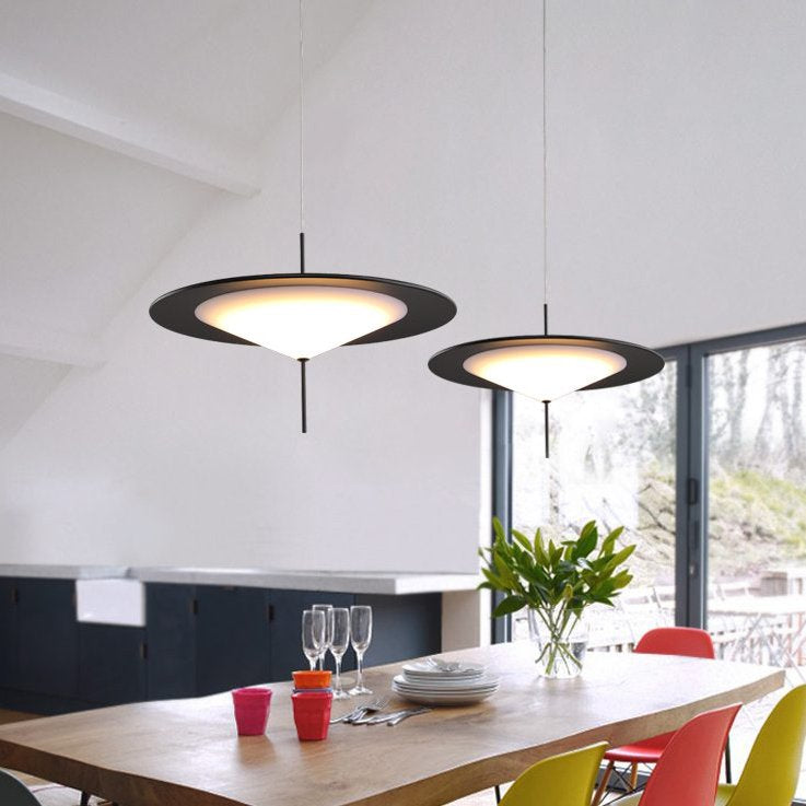 Modern LED Pendant Light Black White Minimalist Ceiling Lamp for Dining Room