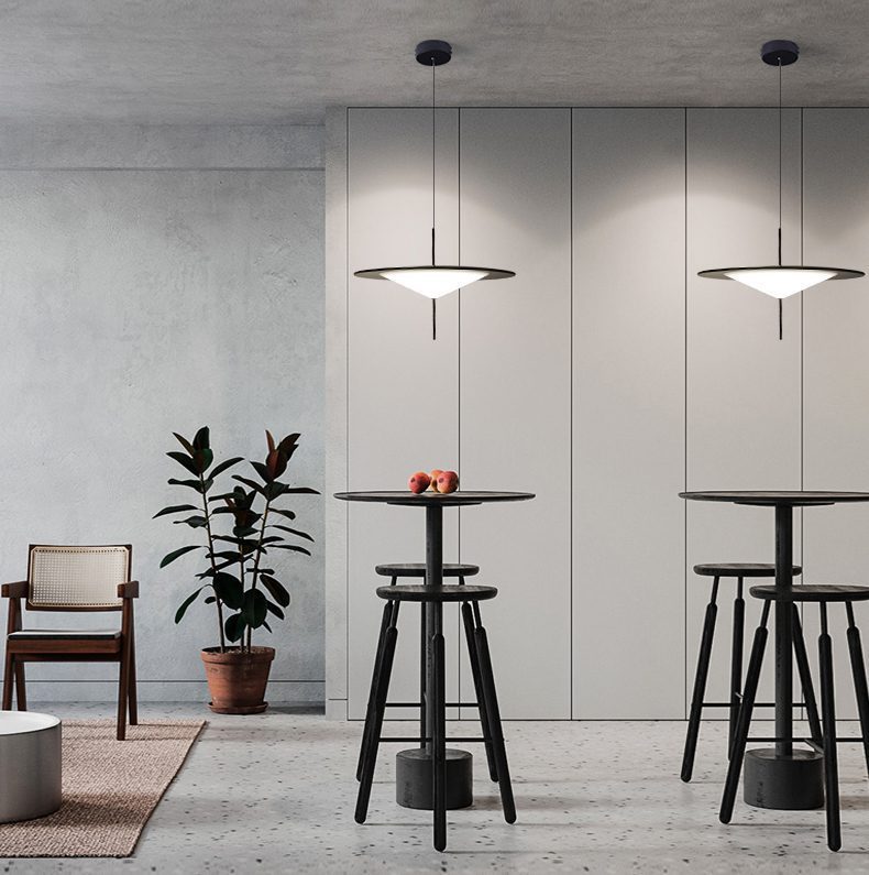 Modern LED Pendant Light Black White Minimalist Ceiling Lamp for Dining Room