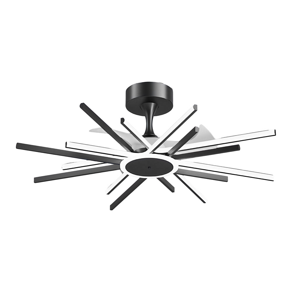 Spiral Linear Modern Led Ceiling Fan In Black Gold Silent Fan Light Fixture
