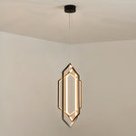 Modern Hexagonal LED Pendant Light for Dining Room, Black/Gold/White Finish