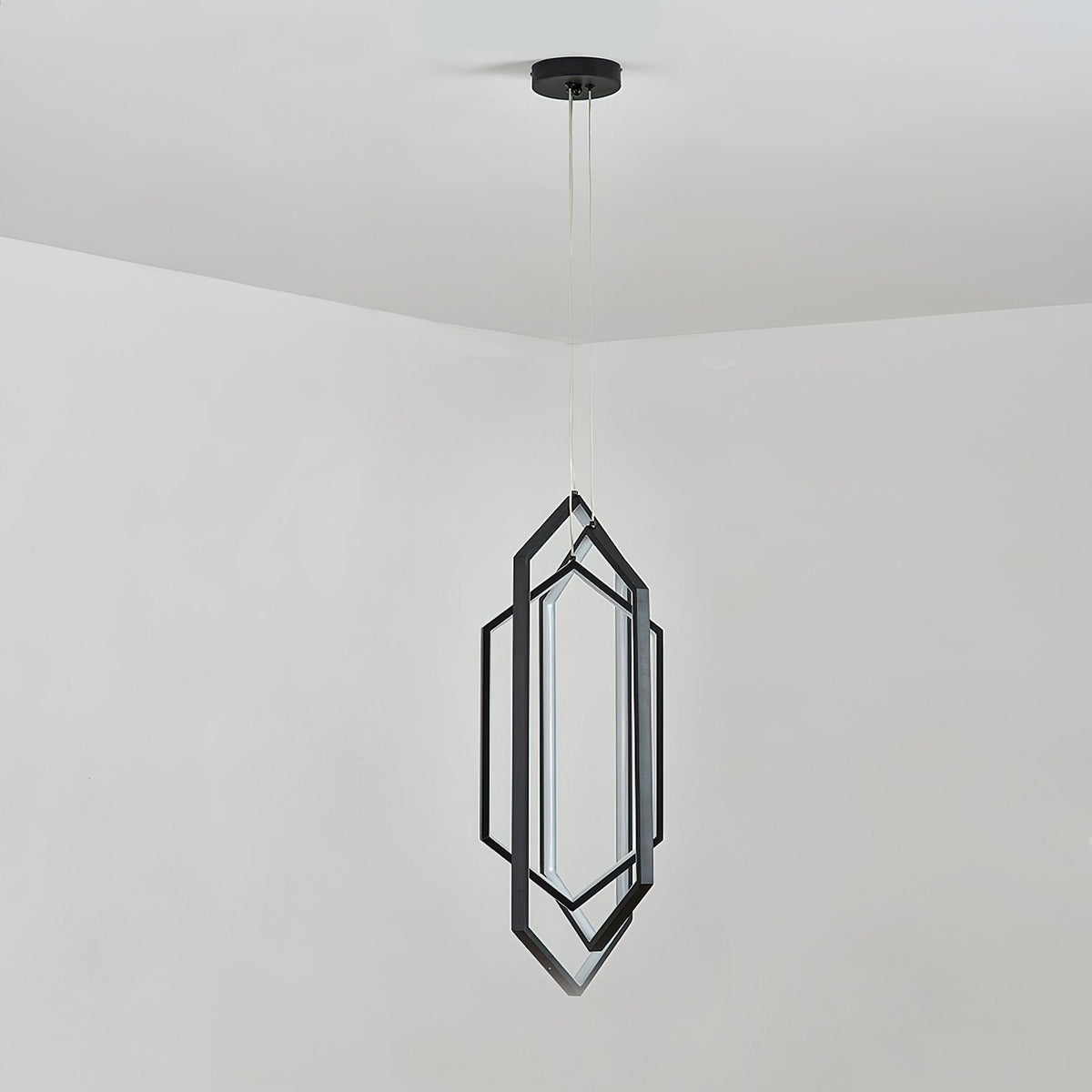 Modern Hexagonal LED Pendant Light for Dining Room, Black/Gold/White Finish
