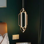 Modern Hexagonal LED Pendant Light for Dining Room, Black/Gold/White Finish