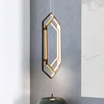 Modern Hexagonal LED Pendant Light for Dining Room, Black/Gold/White Finish