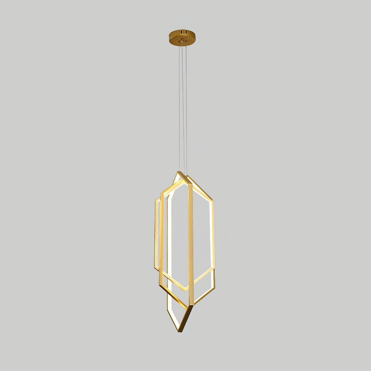 Modern Hexagonal LED Pendant Light for Dining Room, Black/Gold/White Finish