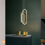 Modern Hexagonal LED Pendant Light for Dining Room, Black/Gold/White Finish