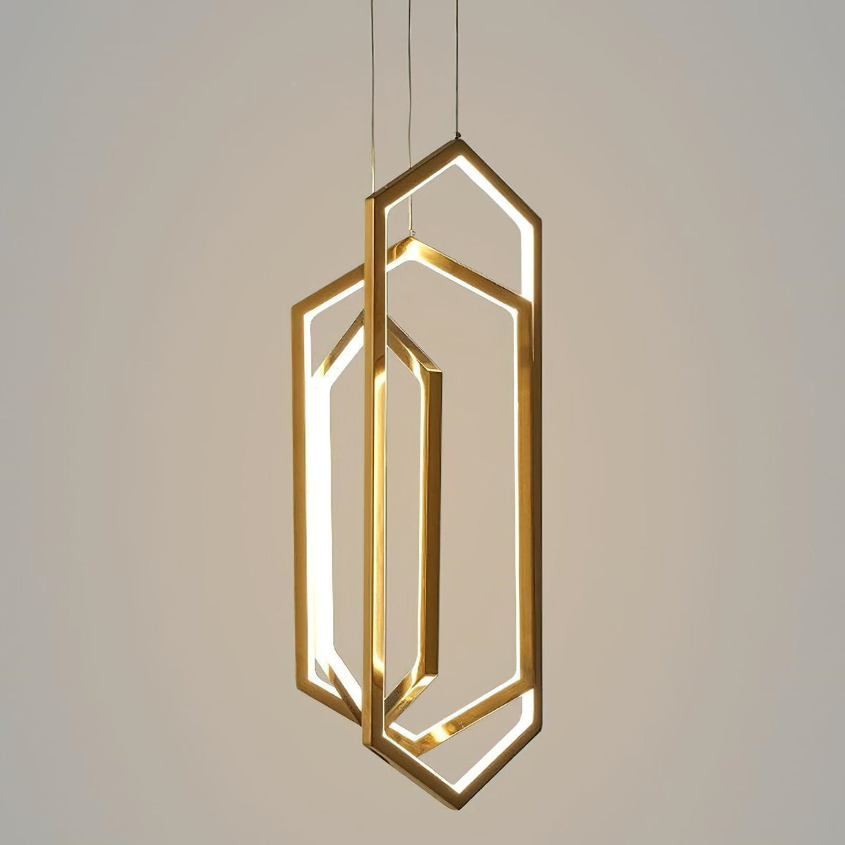 Modern Hexagonal LED Pendant Light for Dining Room, Black/Gold/White Finish