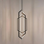 Modern Hexagonal LED Pendant Light for Dining Room, Black/Gold/White Finish