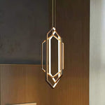 Modern Hexagonal LED Pendant Light for Dining Room, Black/Gold/White Finish