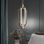 Modern Hexagonal LED Pendant Light for Dining Room, Black/Gold/White Finish