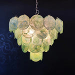 Elegant Green Murano Iridescent Disc Chandelier