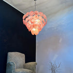 Elegant Pink Murano Iridescent Disc Chandelier