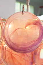 Elegant Pink Murano Iridescent Disc Chandelier