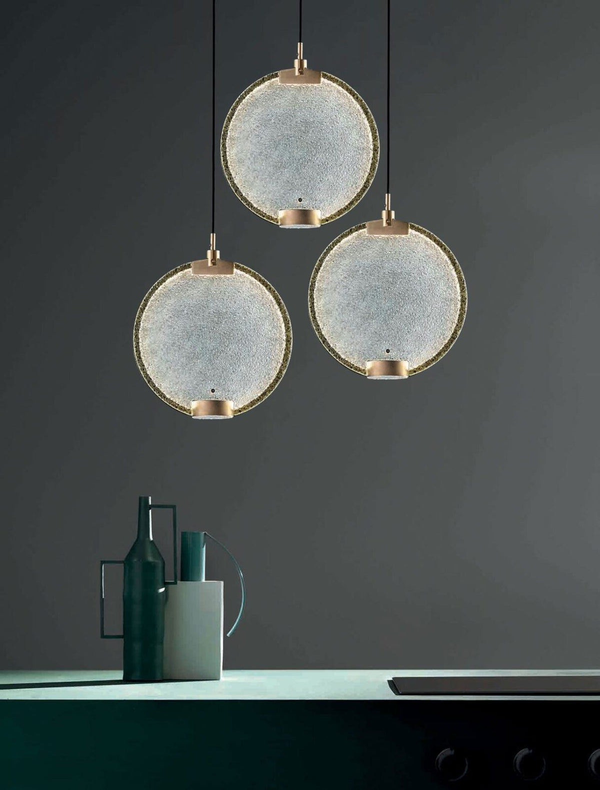 Horo Pendant Lamp Modern Brass Glass LED Ceiling Light for Dining Room