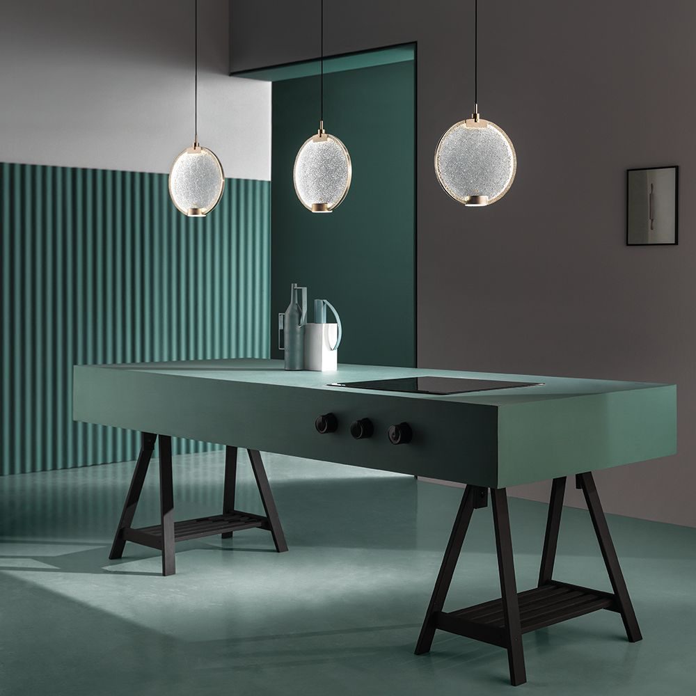 Horo Pendant Lamp Modern Brass Glass LED Ceiling Light for Dining Room
