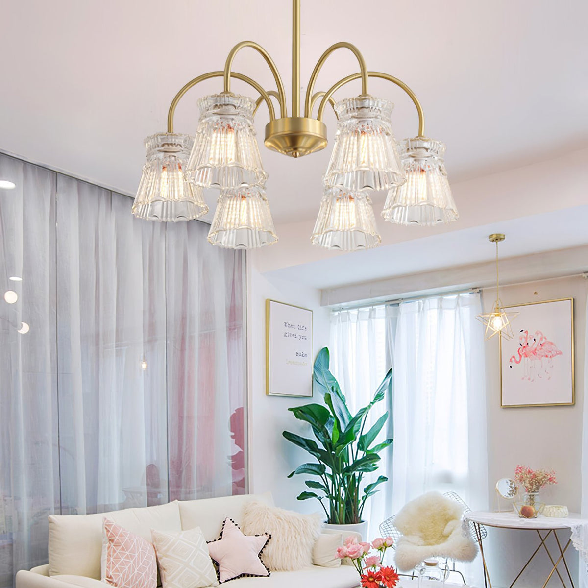 Ice Cream Crystal Chandelier Modern Brass Glass Pendant Light for Dining Room