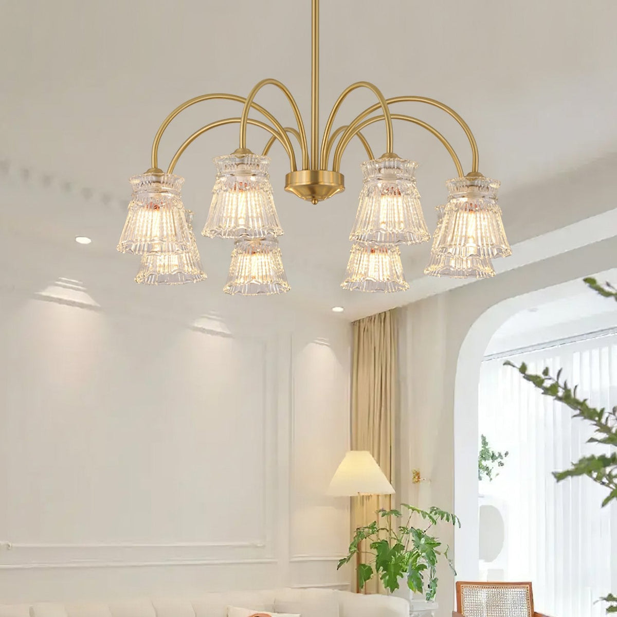 Ice Cream Crystal Chandelier Modern Brass Glass Pendant Light for Dining Room