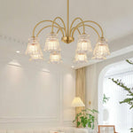 Ice Cream Crystal Chandelier Modern Brass Glass Pendant Light for Dining Room