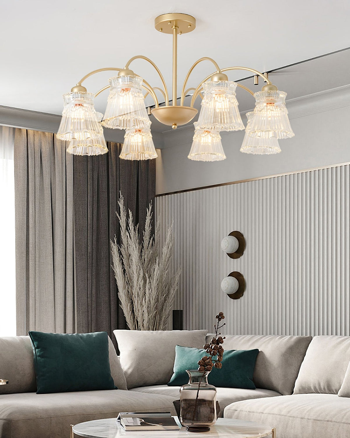 Ice Cream Crystal Chandelier Modern Brass Glass Pendant Light for Dining Room
