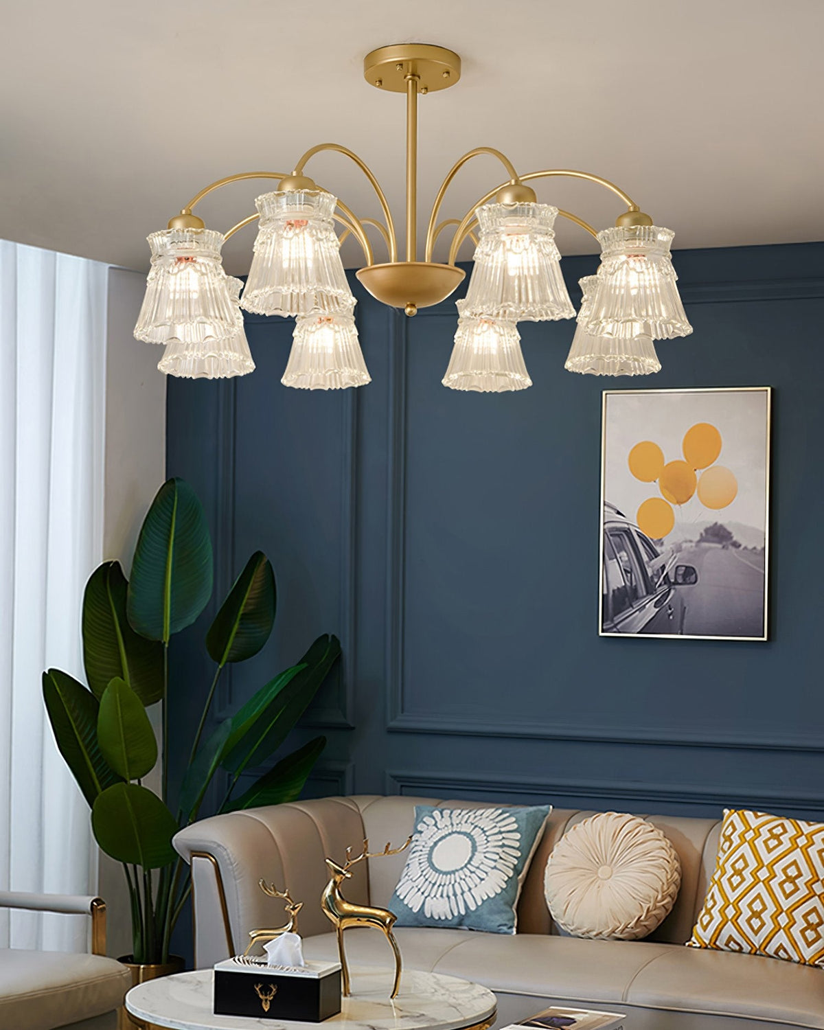 Ice Cream Crystal Chandelier Modern Brass Glass Pendant Light for Dining Room