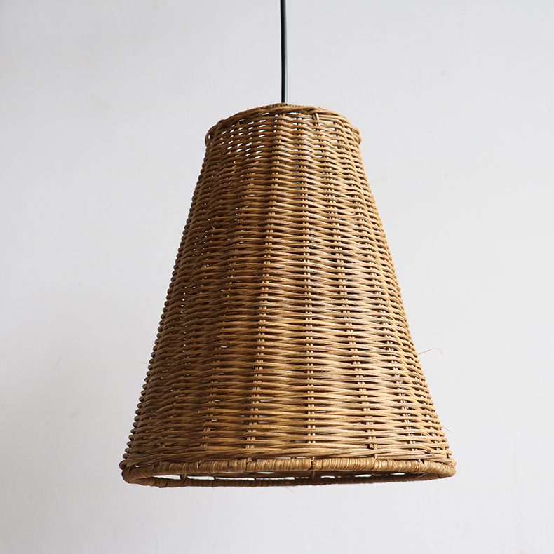 Handwoven Rattan Pendant Light – Natural Wood & Wicker Hanging Lamp for Dining Room, Living Room, Bedroom