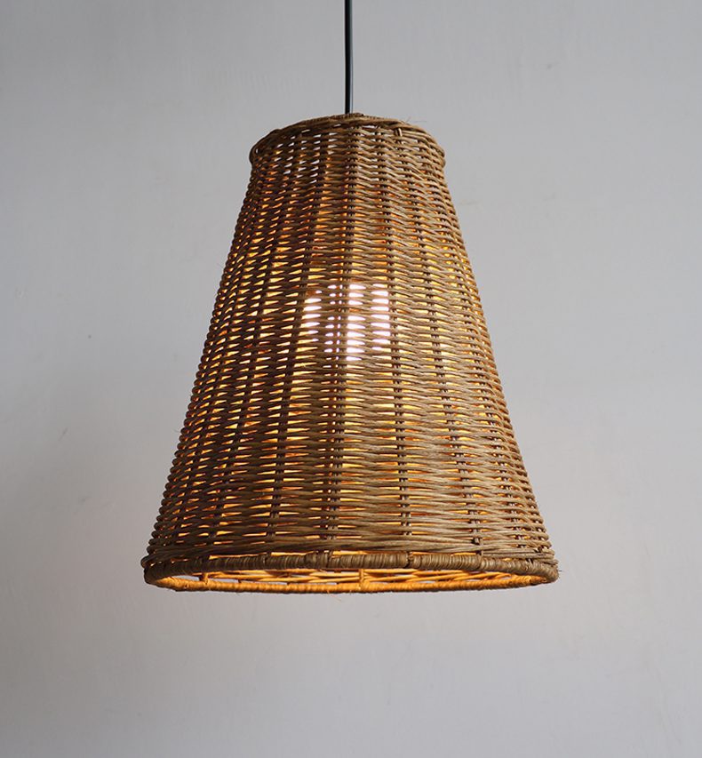 Handwoven Rattan Pendant Light – Natural Wood & Wicker Hanging Lamp for Dining Room, Living Room, Bedroom