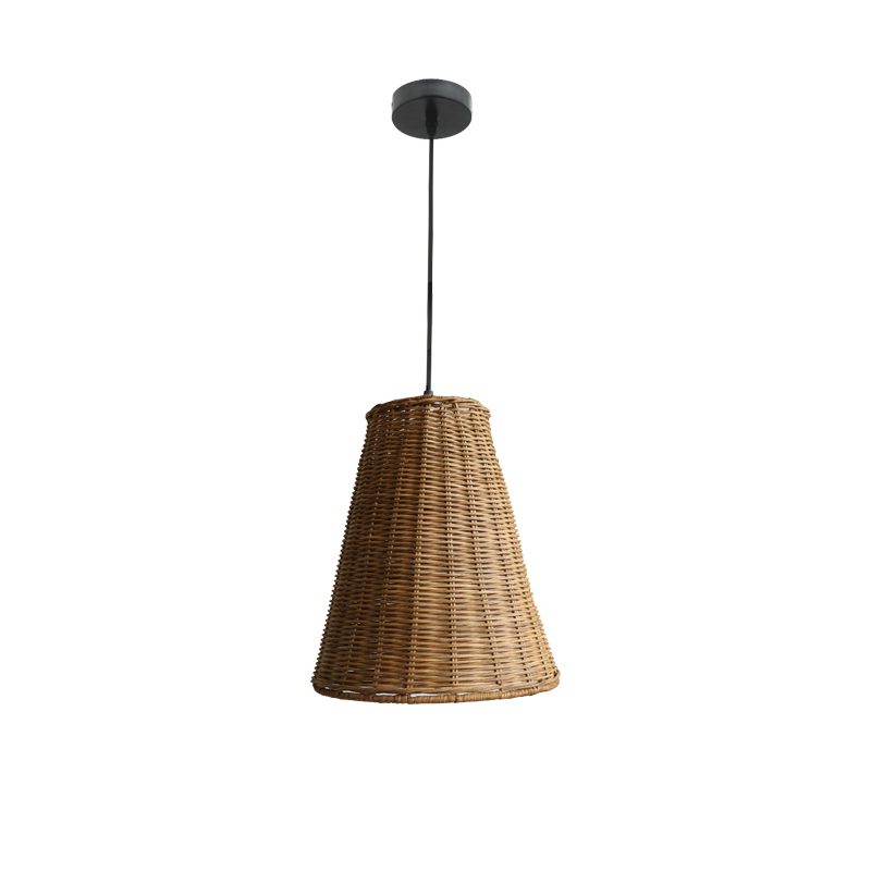 Handwoven Rattan Pendant Light – Natural Wood & Wicker Hanging Lamp for Dining Room, Living Room, Bedroom