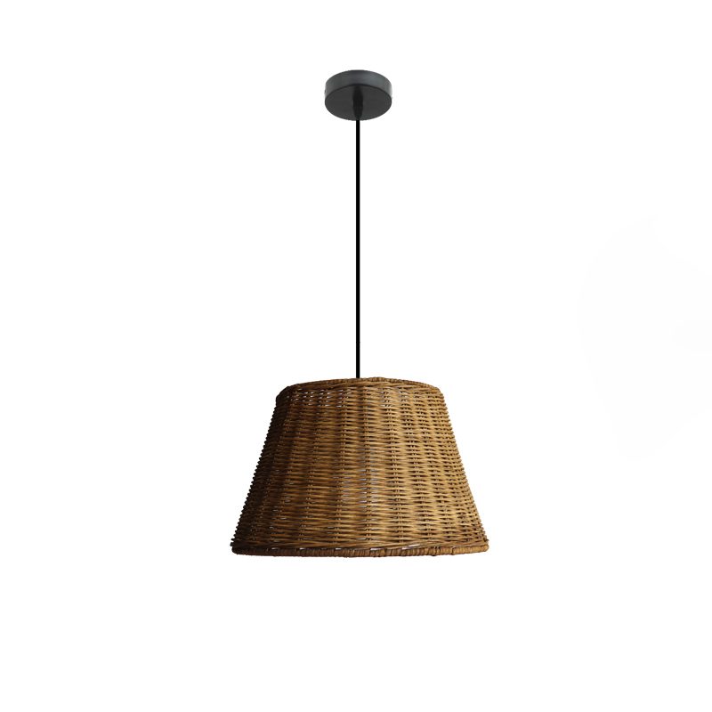 Handwoven Rattan Pendant Light – Natural Wood & Wicker Hanging Lamp for Dining Room, Living Room, Bedroom