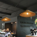 Handwoven Rattan Pendant Light – Natural Wood & Wicker Hanging Lamp for Dining Room, Living Room, Bedroom