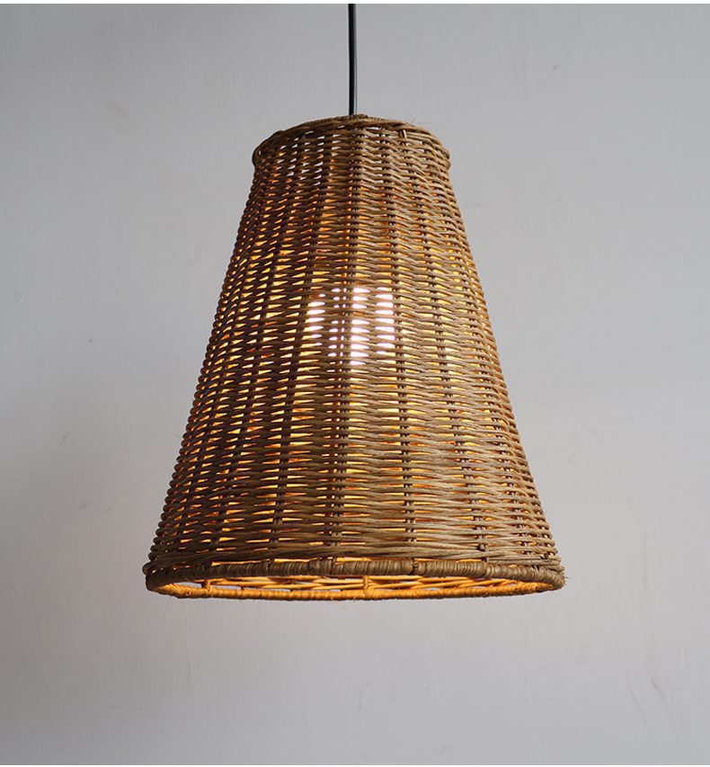 Handwoven Rattan Pendant Light – Natural Wood & Wicker Hanging Lamp for Dining Room, Living Room, Bedroom
