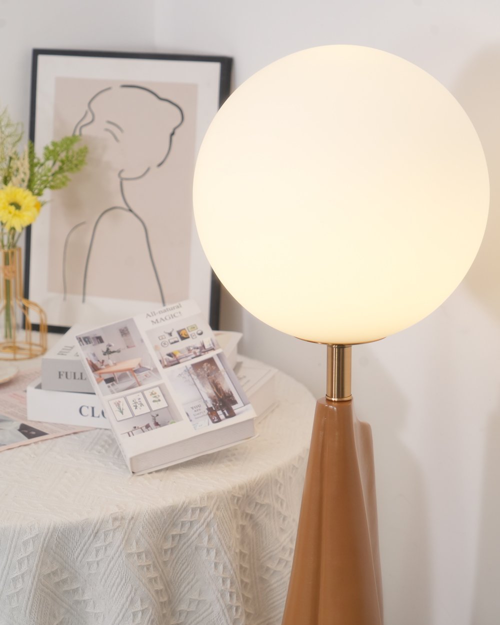 Luxury Modern Floor Lamp for Living Room | James Blown Glass & Resin Design