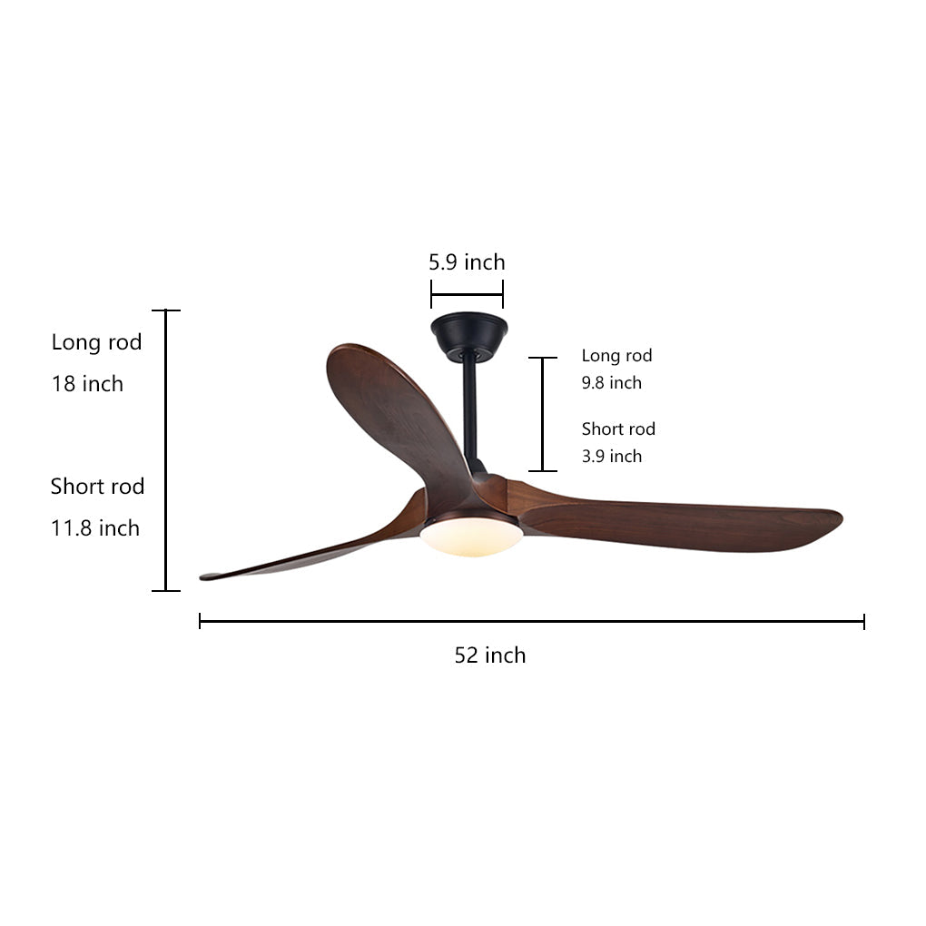 Retro Solid Wood Frequency Conversion Silent Dimming Ceiling Fan With Lights