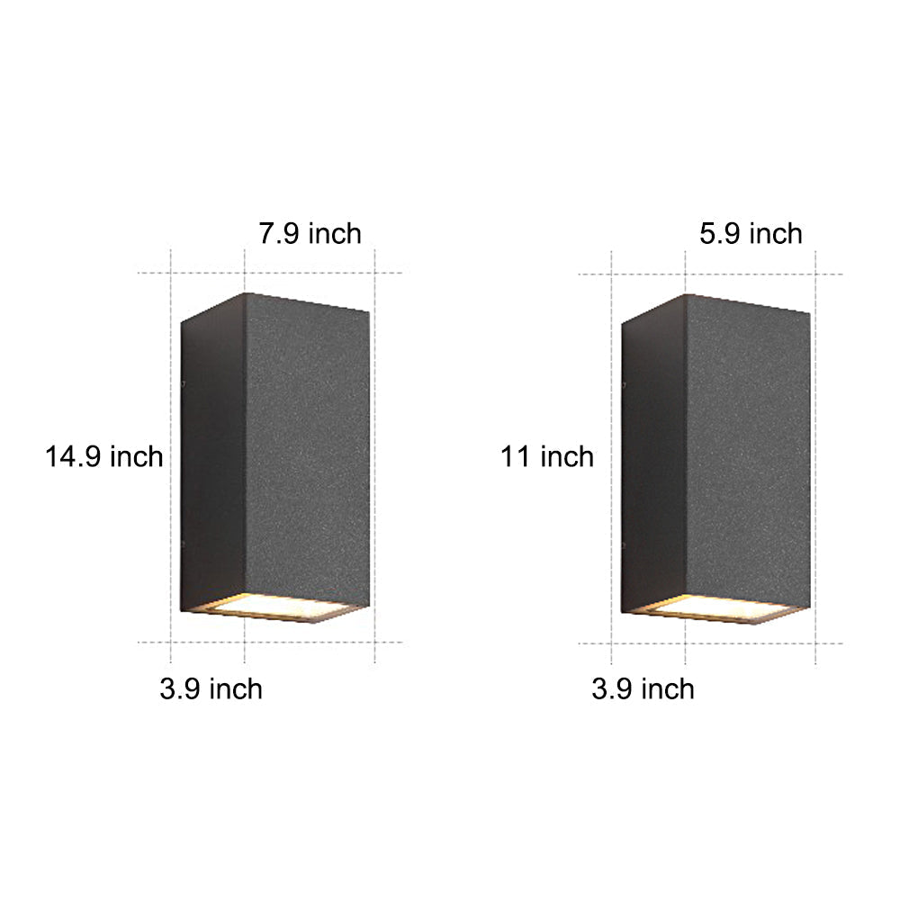 Rectangular Waterproof Up And Down Lights Led Solar Modern Wall Sconce Lighting