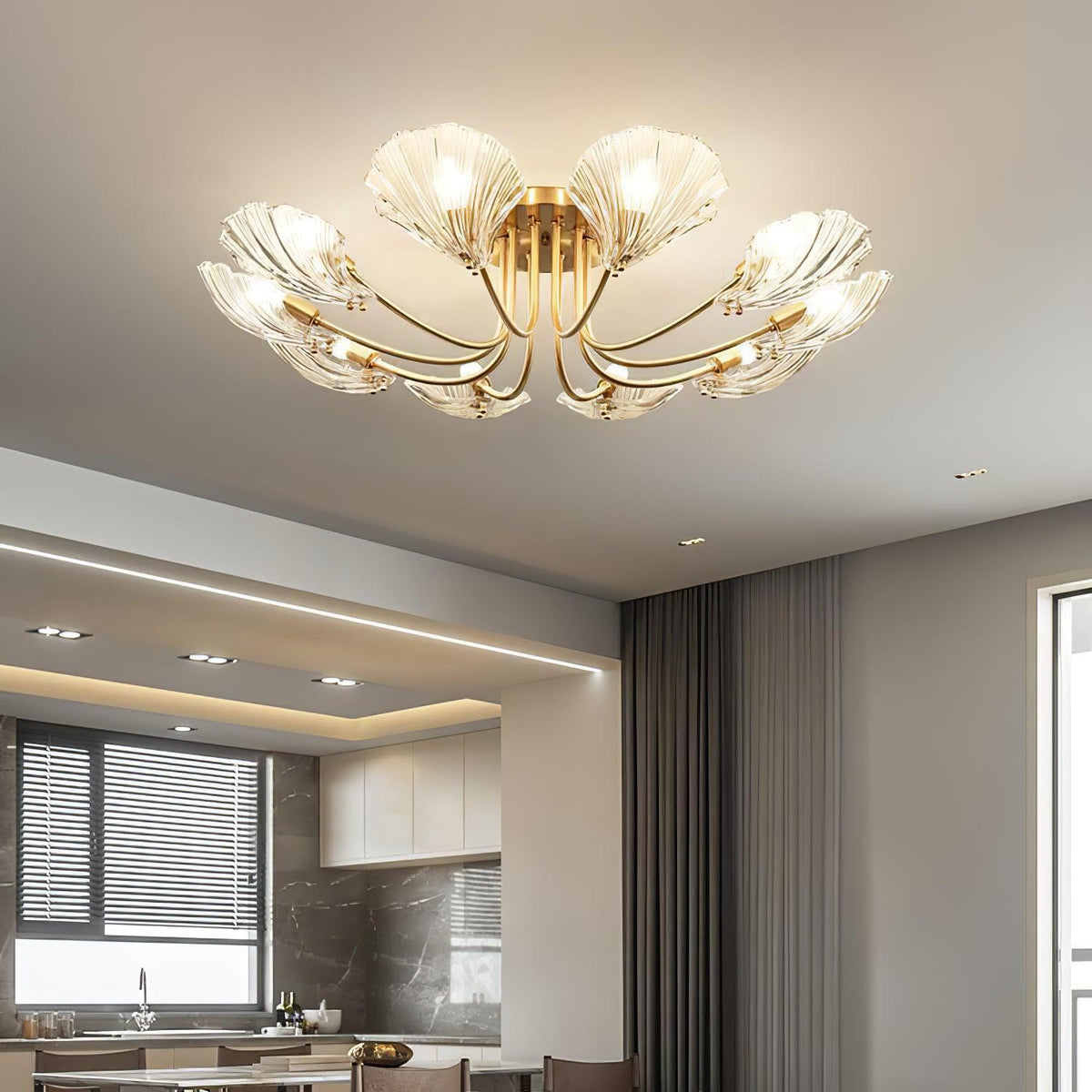 luxury-shell-brass-ceiling-lamp