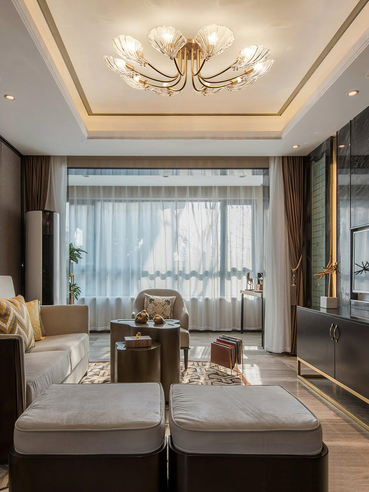 luxury-shell-brass-ceiling-lamp